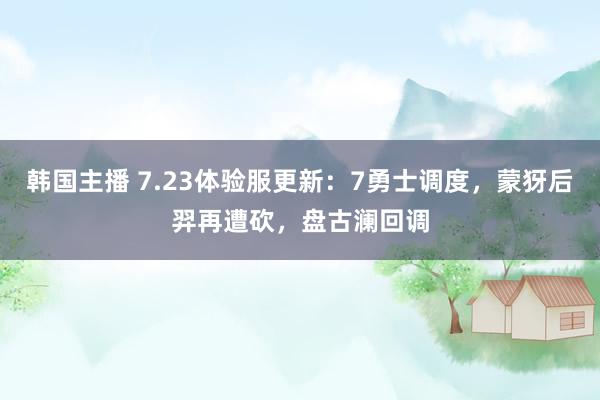 韩国主播 7.23体验服更新：7勇士调度，蒙犽后羿再遭砍，盘古澜回调