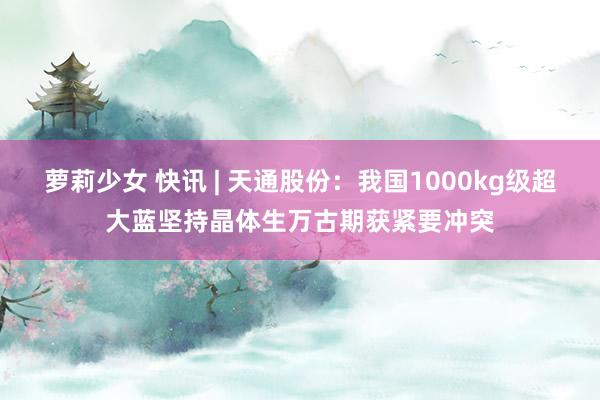 萝莉少女 快讯 | 天通股份：我国1000kg级超大蓝坚持晶体生万古期获紧要冲突