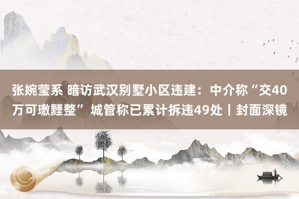 张婉莹系 暗访武汉别墅小区违建：中介称“交40万可璷黫整” 城管称已累计拆违49处丨封面深镜