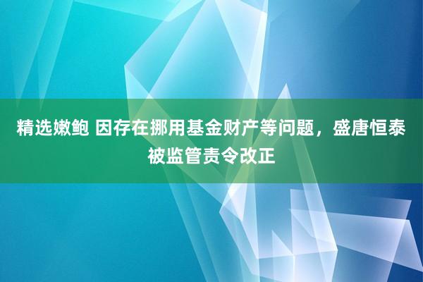 精选嫩鲍 因存在挪用基金财产等问题，盛唐恒泰被监管责令改正