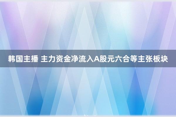 韩国主播 主力资金净流入A股元六合等主张板块