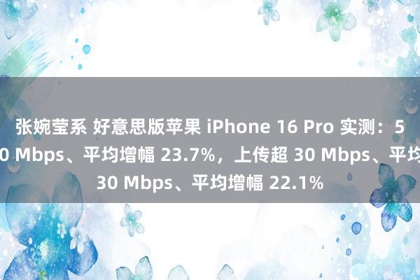 张婉莹系 好意思版苹果 iPhone 16 Pro 实测：5G 下载超 400 Mbps、平均增幅 23.7%，上传超 30 Mbps、平均增幅 22.1%