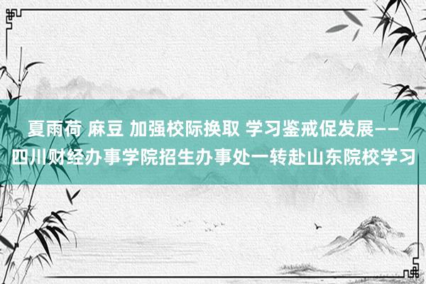 夏雨荷 麻豆 加强校际换取 学习鉴戒促发展——四川财经办事学院招生办事处一转赴山东院校学习