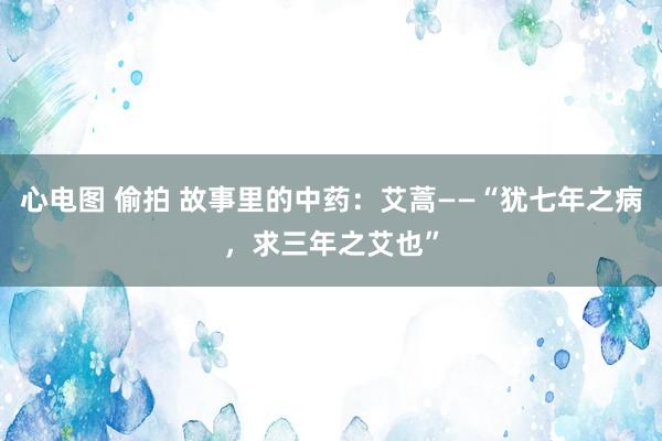 心电图 偷拍 故事里的中药：艾蒿——“犹七年之病，求三年之艾也”