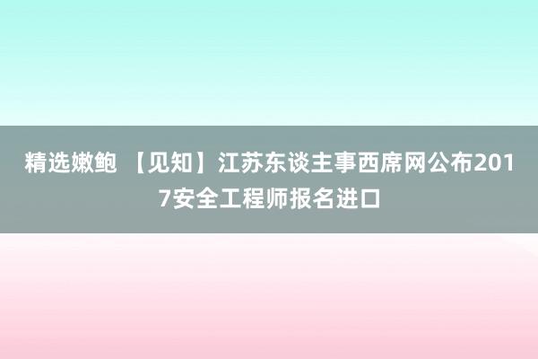 精选嫩鲍 【见知】江苏东谈主事西席网公布2017安全工程师报名进口