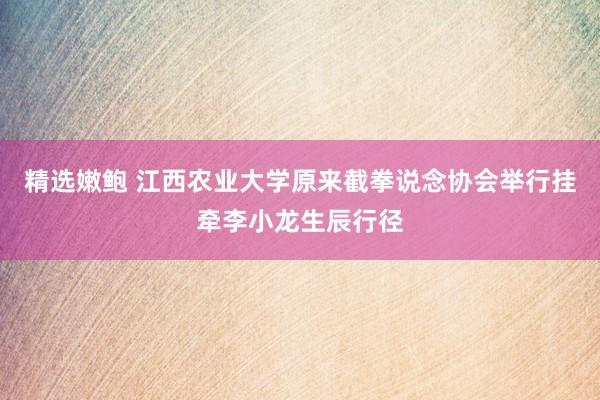 精选嫩鲍 江西农业大学原来截拳说念协会举行挂牵李小龙生辰行径